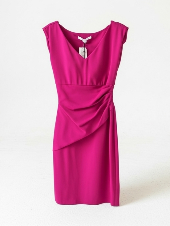 Diane Von Furstenberg Dresses & Skirts - NWT Diane Von Furstenberg Bright Pink Cocktail dress w cinched waist, Size 4